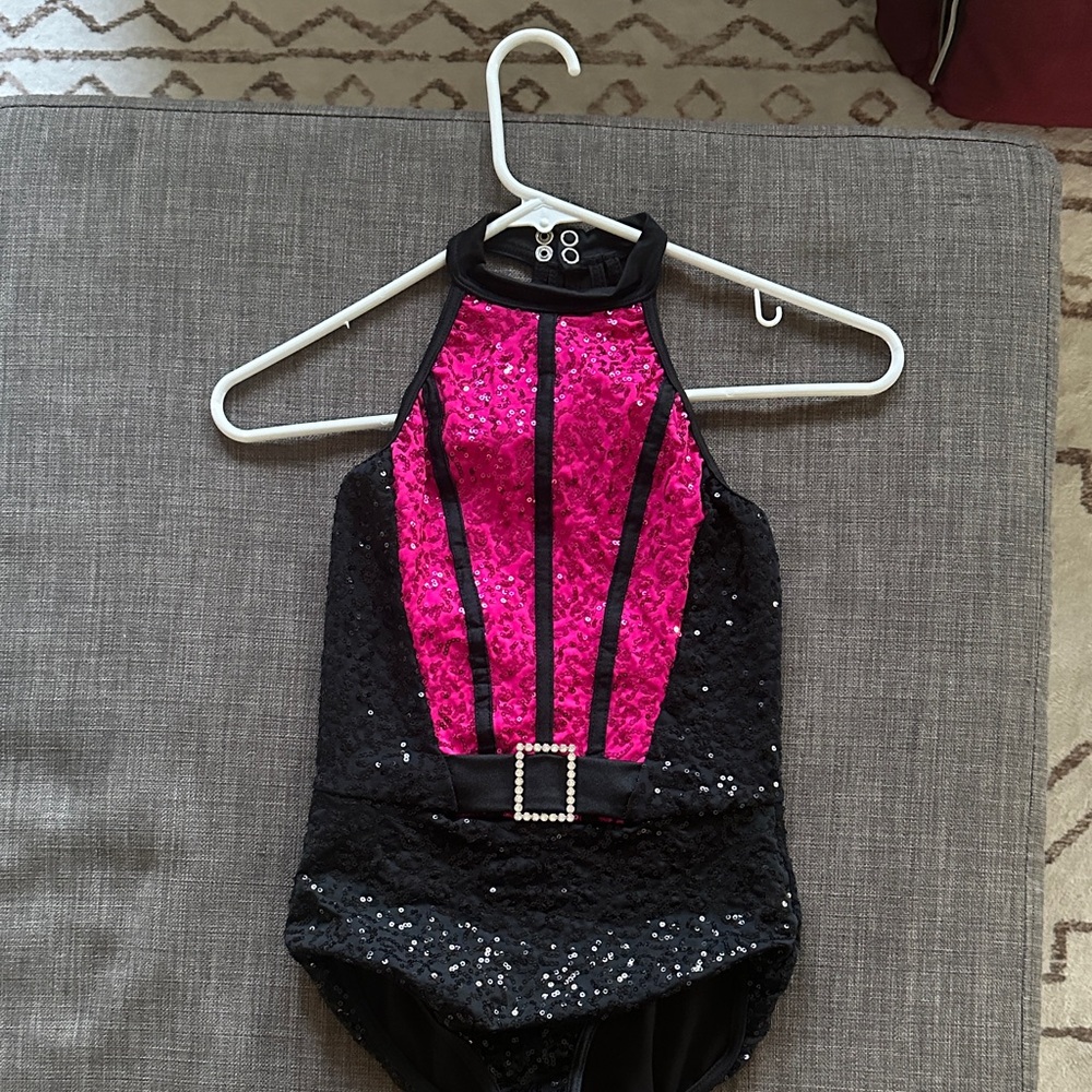 Weissman Sequin Leotard with Buckle Detail
